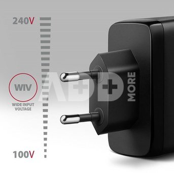 AXAGON ACU-DPQ100 GaN Wall charger 100W, 3x port (USB-A + dual USB-C), PD3.0/PPS/QC4+/Apple