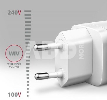 AXAGON ACU-DPQ65W GaN Wall charger 65W, 3x port (USB-A + dual USB-C), PD3.0/PPS/QC4+/Apple