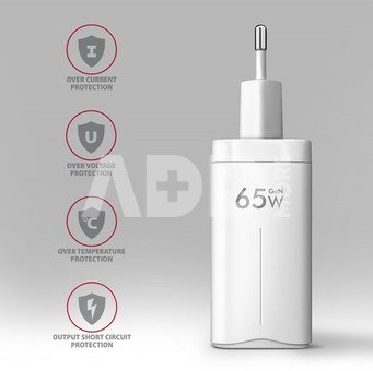 AXAGON ACU-DPQ65W GaN Wall charger 65W, 3x port (USB-A + dual USB-C), PD3.0/PPS/QC4+/Apple