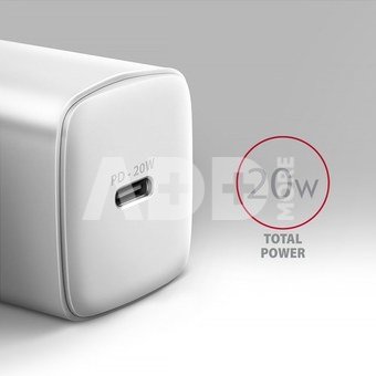 AXAGON ACU-PD20W Wall charger 20W, 1x port USB-C, PD3.0/PPS/QC4+/AFC/Apple, white