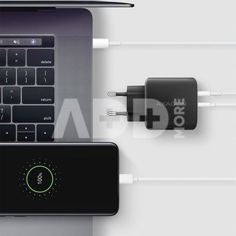AXAGON ACU-PQ45 GaN Wall charger 45W, 2x port (USB-A + USB-C) PD3.0/PPS/QC4+/SFC 2.0/Apple