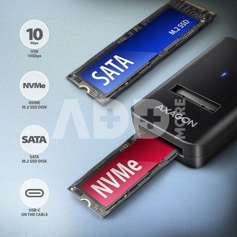 AXAGON ADM2-CM USB-C adapter Gen 2 M.2 NVMe/SATA SSD