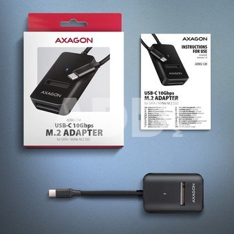 AXAGON ADM2-CM USB-C adapter Gen 2 M.2 NVMe/SATA SSD