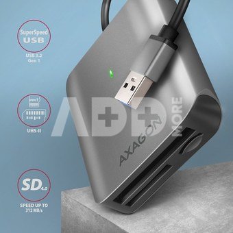AXAGON Aluminum high-speed USB-A 3.2 Gen 1 memory card reader, 3 slots | CRE-S3