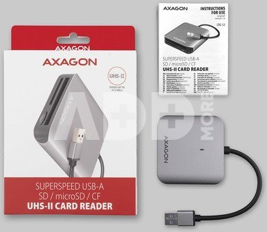 AXAGON Aluminum high-speed USB-A 3.2 Gen 1 memory card reader, 3 slots | CRE-S3