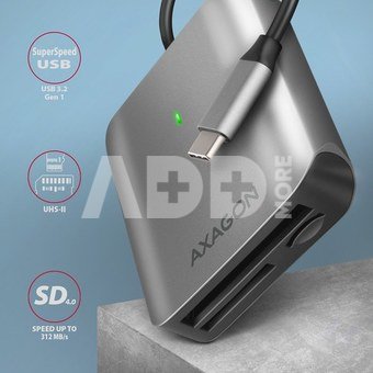 AXAGON Aluminum high-speed USB-C 3.2 Gen 1 memory card reader, 3 slots | CRE-S3C