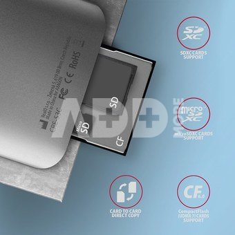 AXAGON Aluminum high-speed USB-C 3.2 Gen 1 memory card reader, 3 slots | CRE-S3C