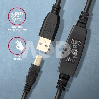 AXAGON ADR-215B USB 2.0 A-M -> B-M active connecting/repeater cable 15m
