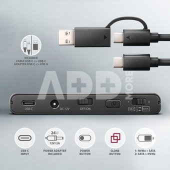 AXAGON AXAGON ADSA-CC USB-C 10 Gbps NVMe M.2 2.5/3.5 S