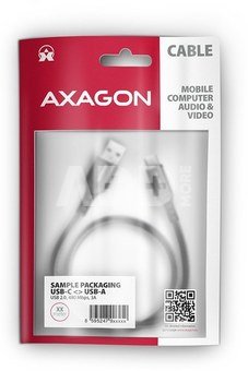 AXAGON BUCM-AM10AB HQ cable USB-C <-> USB-A, 1m, USB 2.0, 3A, ALU, braid, black
