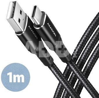 AXAGON BUCM-AM10AB HQ cable USB-C <-> USB-A, 1m, USB 2.0, 3A, ALU, braid, black