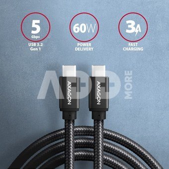 AXAGON BUCM3-CM30AB SPEED cable USB-C <-> USB-C, 3m, USB 3.2 Gen 1, PD 60W 3A, ALU, braid