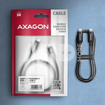 AXAGON BUCM2-CM20AB CHARGE cable USB-C <-> USB-C, 2m, Hi-Speed USB, PD 240W 5A, ALU, braid