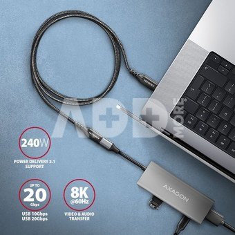 AXAGON BUCM32-CF05AB extensions cable USB-C (M) <-> USB-C (F), 0.5m, USB 20Gbps PD 240W 5A