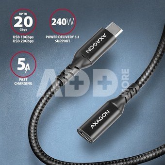 AXAGON BUCM32-CF10AB extensions cable USB-C (M) <-> USB-C (F), 1m, USB 20Gbps, PD 240W 5A
