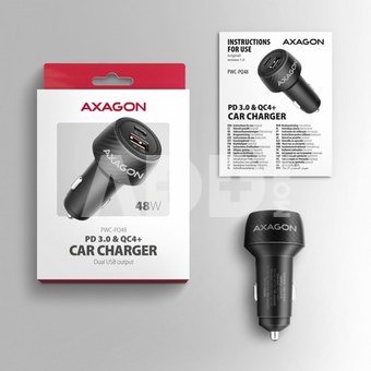 AXAGON PWC-PQ48 Car charger 48W, USB-A + USB-C, PD3.0/PPS/QC4+/SFC, Black