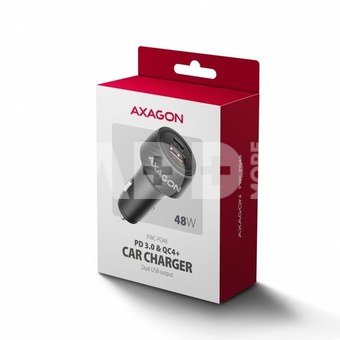 AXAGON PWC-PQ48 Car charger 48W, USB-A + USB-C, PD3.0/PPS/QC4+/SFC, Black