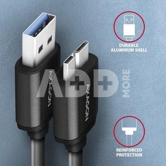 AXAGON Data and charging cable, 1 m | BUMM3-AM10AB | USB Type A to USB Type Micro-B