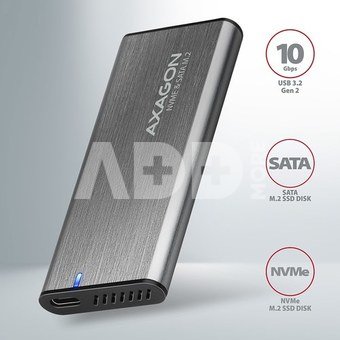 AXAGON External USB-C 3.2 Gen 2 metal box for M.2 NVMe & SATA SSD disks