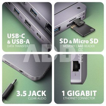 AXAGON HMC-12GM2 USB hub 12in1 10Gbps HDMI DP LAN M.2