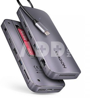 AXAGON HMC-12GM2 USB hub 12in1 10Gbps HDMI DP LAN M.2