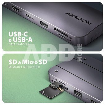 AXAGON HMC-6GM2 USB hub 6in1 10Gbps HDMI M.2 NVME PD