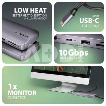 AXAGON HMC-6GM2 USB hub 6in1 10Gbps HDMI M.2 NVME PD