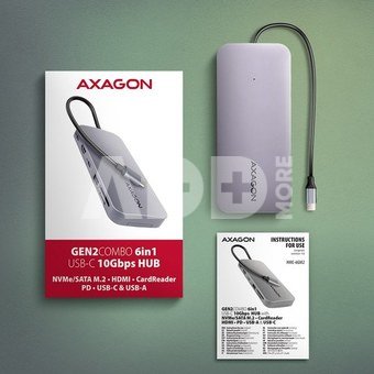 AXAGON HMC-6GM2 USB hub 6in1 10Gbps HDMI M.2 NVME PD