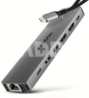 AXAGON HMC-7HX2 USB hub 7in1 5Gbps 2xHDMI GLAN USB-C