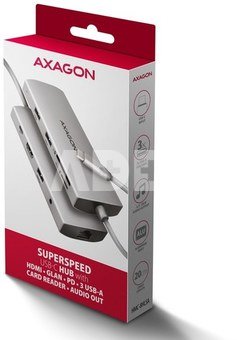 AXAGON HMC-8HLSA USB hub 8in1 5Gbps HDMI audio LAN PD