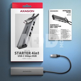 AXAGON HMC-H3A USB hub 4in1 5Gbps HDMI 3xUSB-A USB-