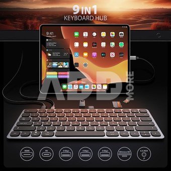 AXAGON HMC-KB-US USB hub 8in1 5Gbps keyboard HDMI PD