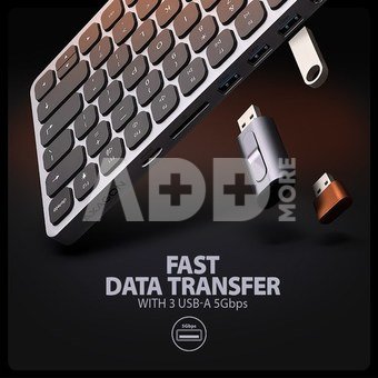 AXAGON HMC-KB-US USB hub 8in1 5Gbps keyboard HDMI PD