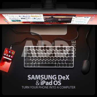 AXAGON HMC-KB-US USB hub 8in1 5Gbps keyboard HDMI PD