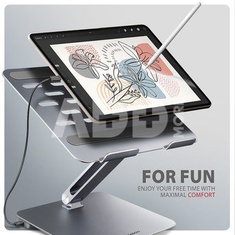 AXAGON HMC-STND USB hub 6in1 ALU stand for laptop