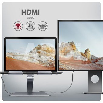 AXAGON HMC-STND USB hub 6in1 ALU stand for laptop