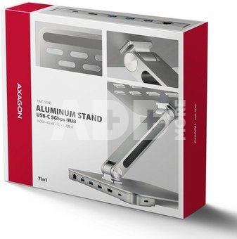 AXAGON HMC-STND USB hub 6in1 ALU stand for laptop