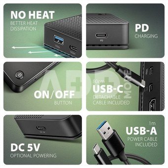 AXAGON HMC-U4 USB hub 12in1 40Gbps LAN HDMI DP PD