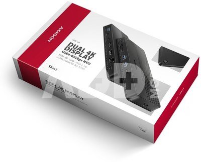 AXAGON HMC-U4 USB hub 12in1 40Gbps LAN HDMI DP PD