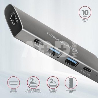 AXAGON Hub HMC-5G2 2x USB-A + 2x USB-C + HDMI, USB-C 3.2 Gen 2 10Gbps, PD 60W, 13cm USB-C cable