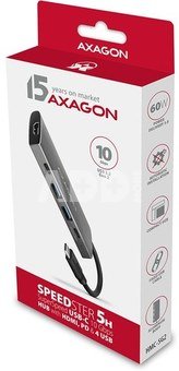 AXAGON Hub HMC-5G2 2x USB-A + 2x USB-C + HDMI, USB-C 3.2 Gen 2 10Gbps, PD 60W, 13cm USB-C cable