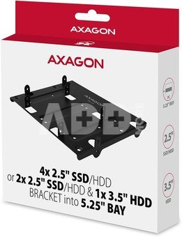 AXAGON Metal frame for mounting four 2.5" disks or two 2.5" disks and one 3.5" disk in a 5.25" position | RHD-435