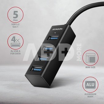 AXAGON Miniature metal four-port USB 3.2 Gen 1 hub | HUE-M1AL