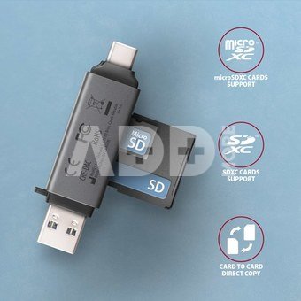 AXAGON Mobile USB 3.2 Gen 1 MINI card reader with USB-C and USB-A connectors | CRE-DAC