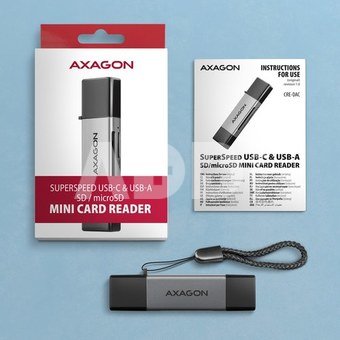 AXAGON Mobile USB 3.2 Gen 1 MINI card reader with USB-C and USB-A connectors | CRE-DAC