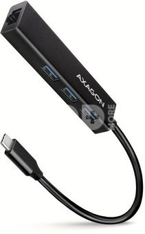 AXAGON Network card HMC-GL3A 3x USB-A + GLAN, USB 3.2 Gen 1 hub, metal, 20cm USB-C cable