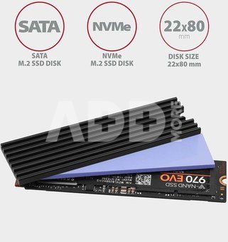 AXAGON Passive aluminum heatsink for all M.2 SSDs, size 2280, high 3 mm | CLR-M2L3