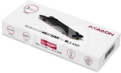 AXAGON Passive aluminum heatsink for all M.2 SSDs, size 2280, high 3 mm | CLR-M2L3