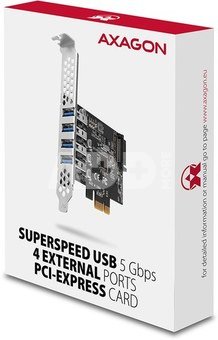 AXAGON PCI-Express card with four external USB 3.2 Gen1 ports with dual power | PCEU-43RS