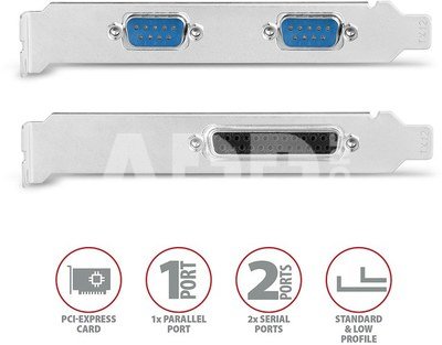 AXAGON PCI-Express card with one parallel and two serial ports 250 kbps | PCEA-PSN